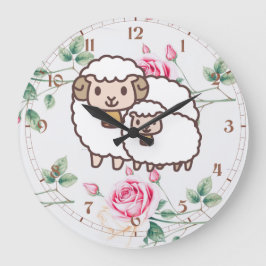 Relógio Grande Ovelha branca com bebê