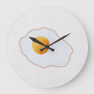 Relógio Grande Ovo Frito Estilo Aquarela Minimalista Arte Prin