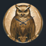Relógio Grande Owl Retro Art Deco<br><div class="desc">Owl Retro Art Deco</div>