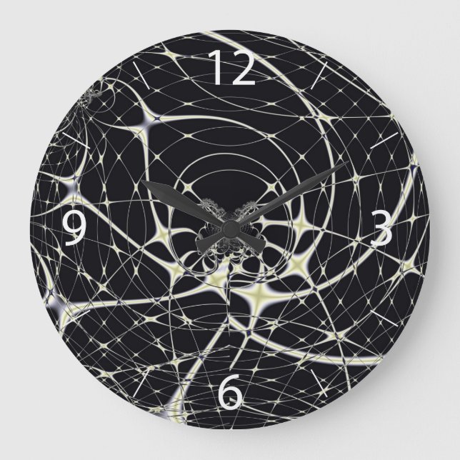 Relógio Grande Padrão Abstrato de Teia de Aranha Gótica Dourada (Frente)