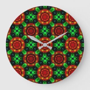 Relógio Grande Padrão Abstrato Floral Moderno Boho Elegante #504