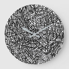 Relógio Grande Padrão abstrato preto e branco