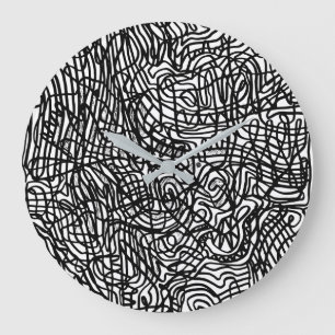 Relógio Grande Padrão abstrato preto e branco