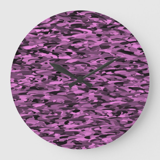 Relógio Grande Padrão Abstrato Roxo Preto (Frente)