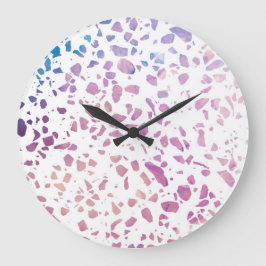 Relógio Grande Padrão abstrato Terrazzo Mosaico rosa e azul
