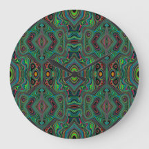 Padrão Abstrato Trippy Retro Preto e Verde Lima