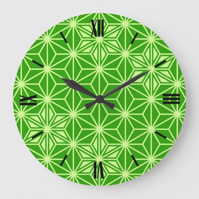 Relógio Grande Padrão Asanoha japonês - verde limão (Frente)