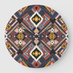Relógio Grande Padrão Aztec do Chevron Africano Tribal