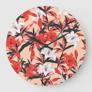 Relógio Grande Padrão Botânico Vintage.