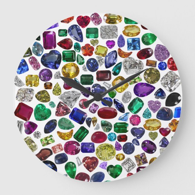 Relógio Grande Padrão Colorido de Gemstone e Diamond (Frente)