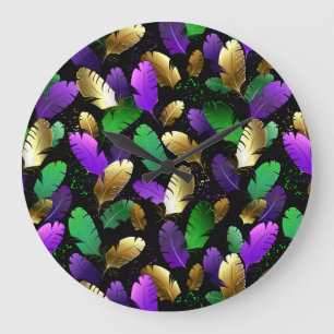 Relógio Grande Padrão contínuo com penas de Mardi Gras