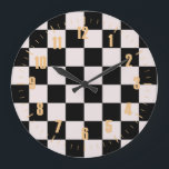 Relógio Grande Padrão da placa de verificação das verificações a<br><div class="desc">Legal design de padrão fresco,  moderno decoro para casa,  sala de estar,  quarto de quarto,  quarto de criança. Cortinas coloridas,  tapete,  capa de telefone. Verificado a ideia de tendência de design dos anos 70 e 60. Damas brancas e pretas</div>