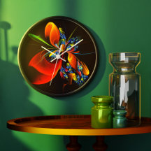 Padrão de Abstrato de Arte Floral Azul Laranja Mod