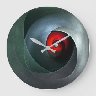 Relógio Grande Padrão de Arte Moderna Abstrato de Roteiro Vermelh
