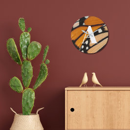 Relógio Grande Padrão de asa da borboleta monarca laranja e preto