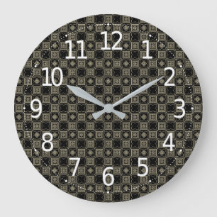 Relógio Grande Padrão de Azulejos Dourados de Deco de Arte Moder