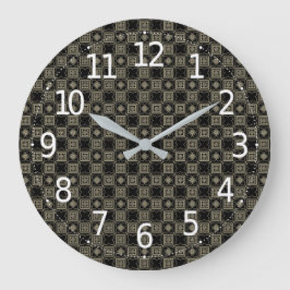 Relógio Grande Padrão de Azulejos Dourados de Deco de Arte Modern