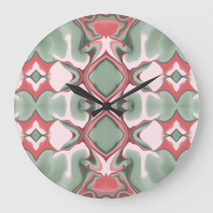 Relógio Grande Padrão de caleidoscópio de diamante rosa e verde