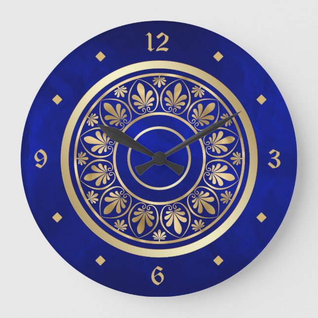 Relógio Grande Padrão de Círculo de Design do Ornamentado Dourado (Frente)