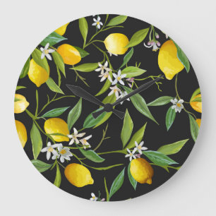 Relógio Grande Padrão de colheita de Frutas de limão floral