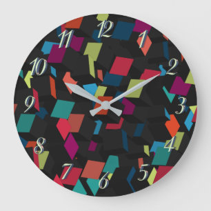 Relógio Grande Padrão de Cubo Geométrico Abstrato Moderno