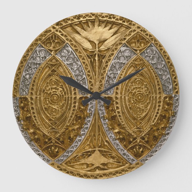 Relógio Grande Padrão De Deco De Arte De Prata E Dourada (Frente)