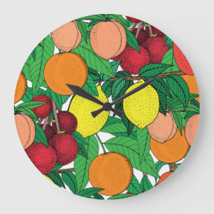 Relógio Grande Padrão de desenho desenhado na mão da fruta