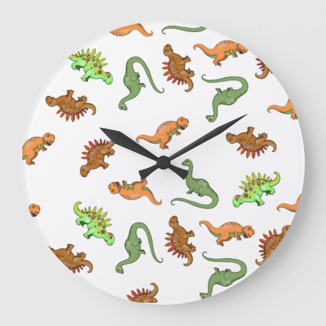Relógio Grande Padrão de Dinossauro Fofo (Frente)