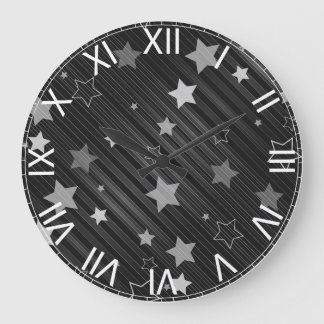 Relógio Grande Padrão de estrelas pretas