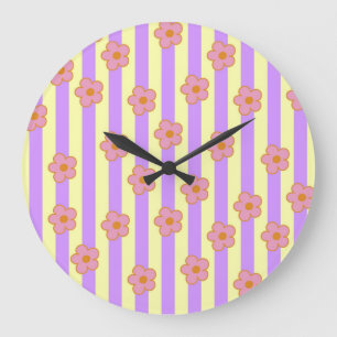 Relógio Grande Padrão de Flor de Estirpe Roxo Retroativo