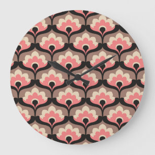 Relógio Grande Padrão De Flor Floral Sem Vintagem