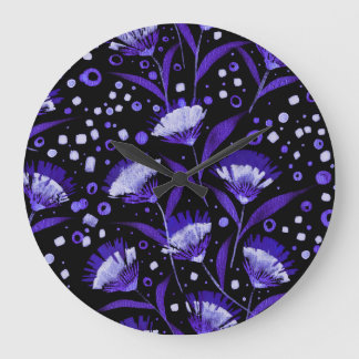 Relógio Grande Padrão de Flores de Cárnação de abstrato Watercolo