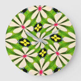 Relógio Grande Padrão de Flores Estéticas