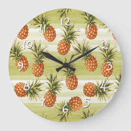 Relógio Grande Padrão de Fruta de abacaxi tropical laranja verde