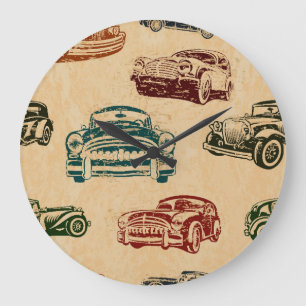 Relógio Grande Padrão de Fundo da Ilustração do carro vintage