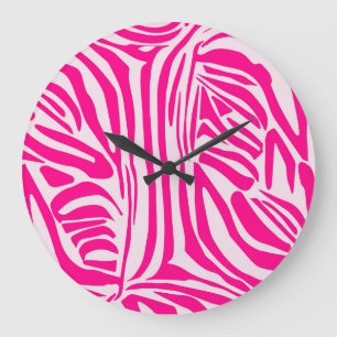 Relógio Grande Padrão de Impressão de Zebra Rosa