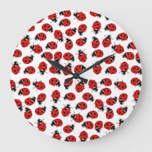 Relógio Grande Padrão de Ladybug Vermelho Cute
