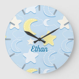 Relógio Grande Padrão de Lua e Estrelas