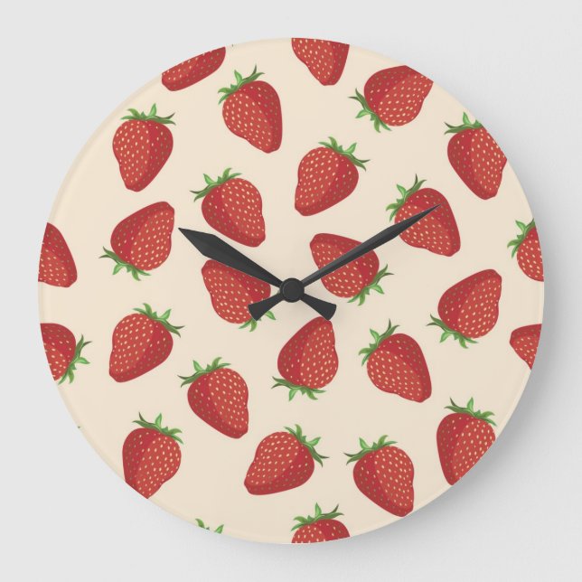 Relógio Grande Padrão de morango (Frente)