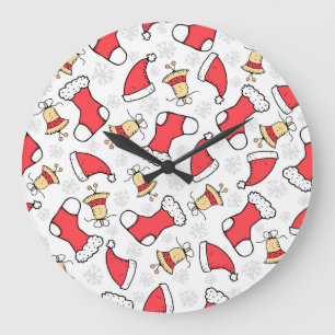 Relógio Grande Padrão de Natal sem costura, design festivo.