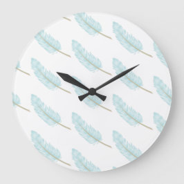 Relógio Grande Padrão de Pena Azul Moderno