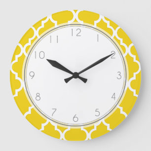 Relógio Grande Padrão de Quatrefoil Amarelo-limão