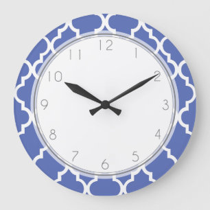 Relógio Grande Padrão de Quatrefoil Azul Real