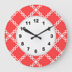 Relógio Grande Padrão de Quatrefoil de Rico Grande Vermelho Cora