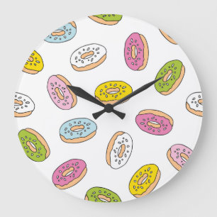 Relógio Grande Padrão de rosquinha de porta, design sem costura.