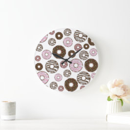 Relógio Grande Padrão De Rosquinhas, Rosquinhas Rosa, Rosquinhas