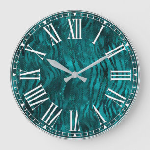 Relógio Grande Padrão de Stripes de Tigre de Glitter Glicor de Te