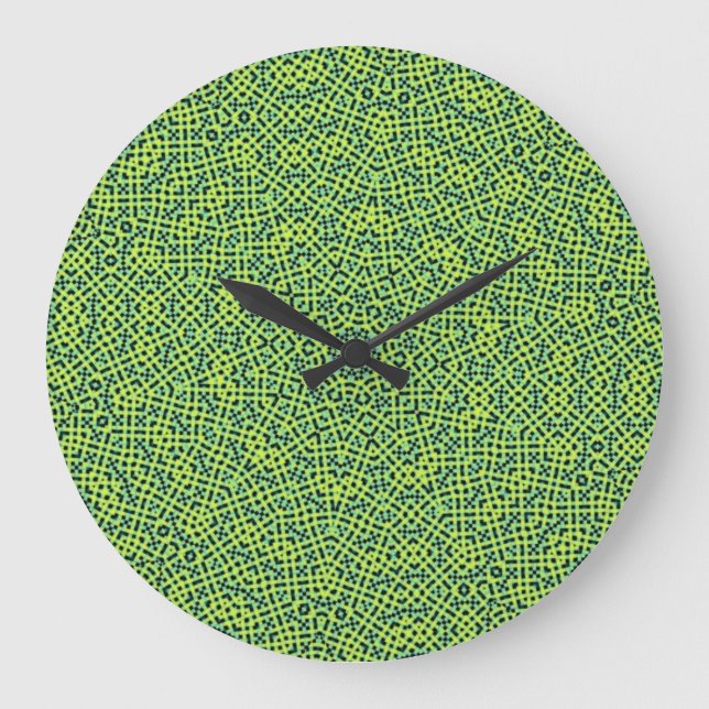 Relógio Grande Padrão de Tecido Amarelo e Verde (Frente)