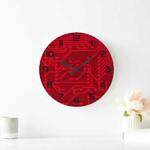 Relógio Grande Padrão de tecnologia de placa de circuito vermelho
