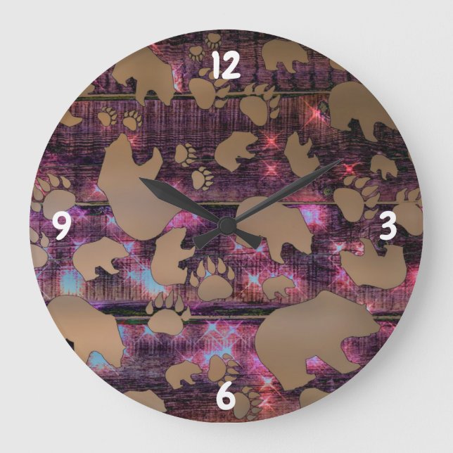 Relógio Grande Padrão de Urso (Frente)